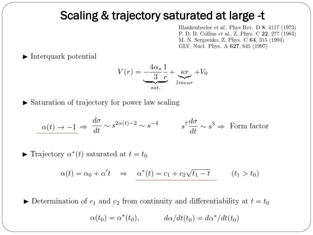scaling scaling trajectory saturated at large