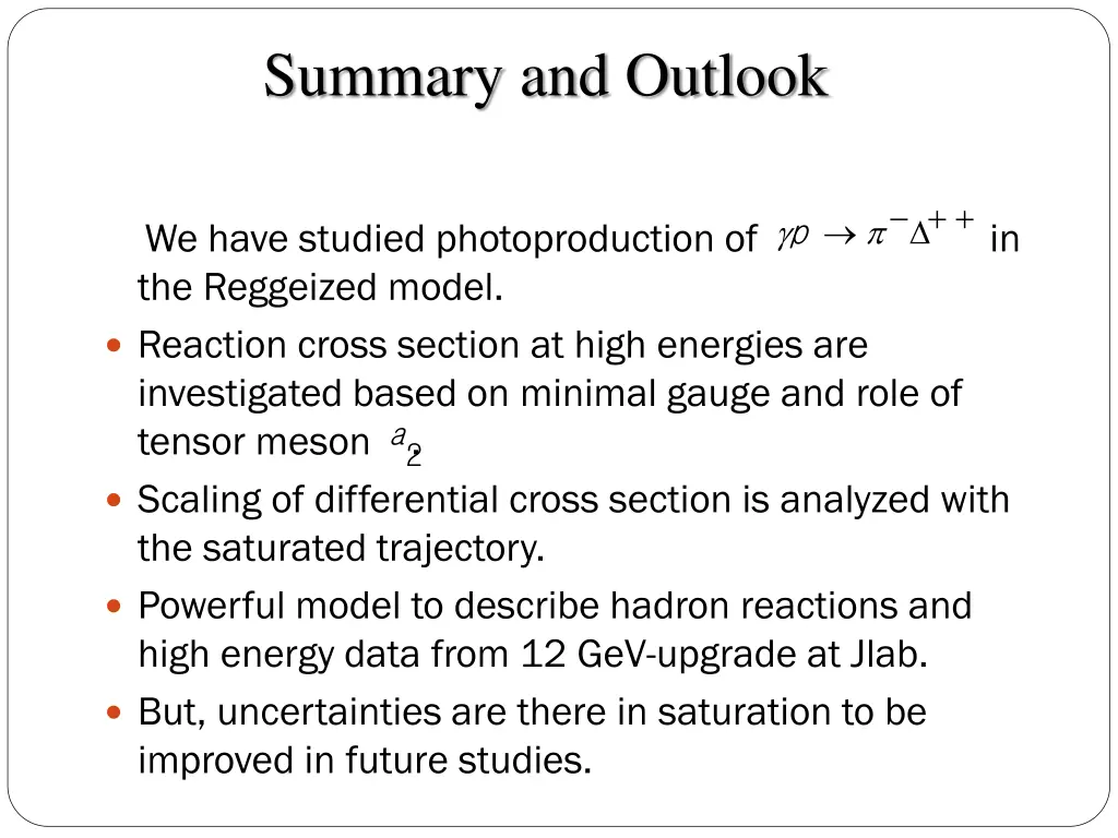 summary and outlook