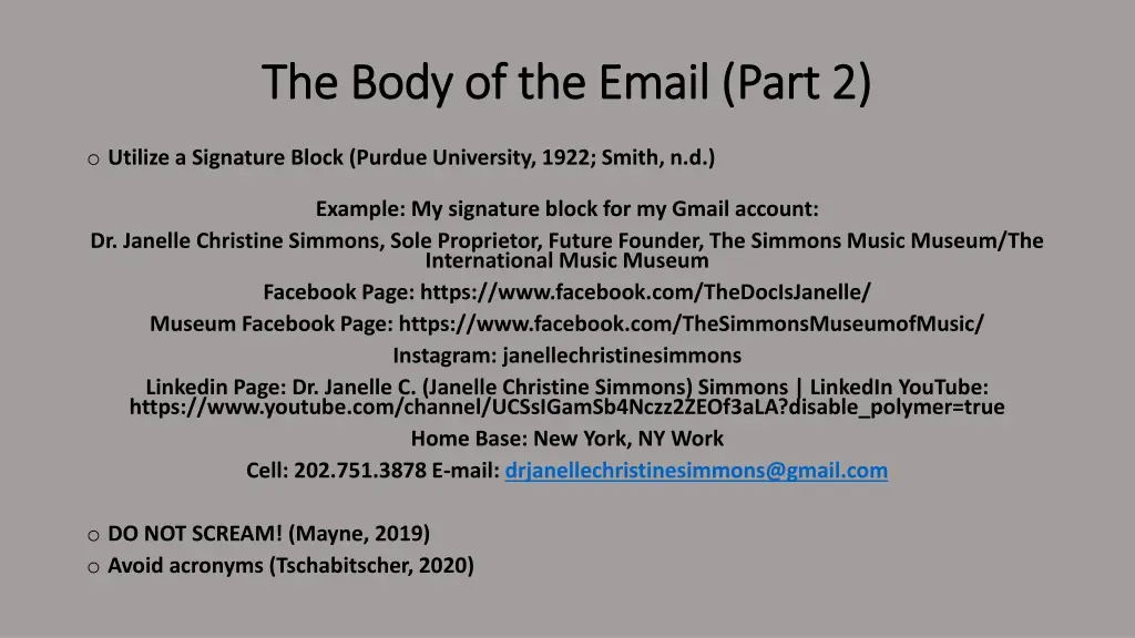 the body of the email part 2 the body