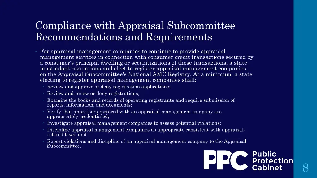 compliance with appraisal subcommittee 1