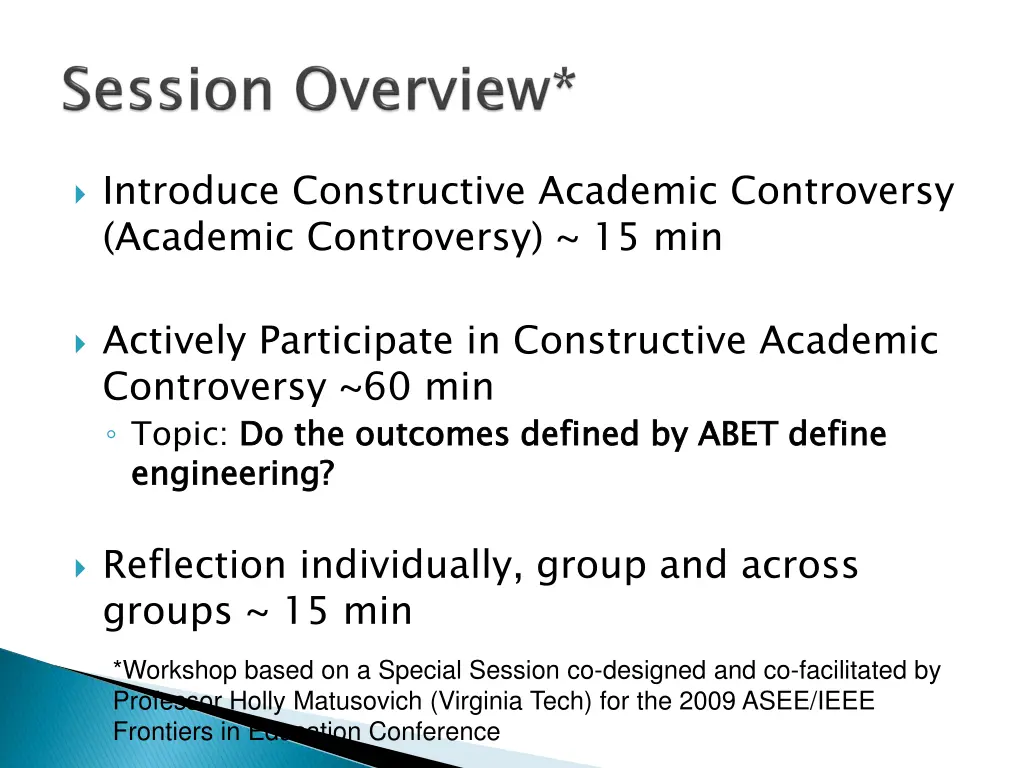 introduce constructive academic controversy