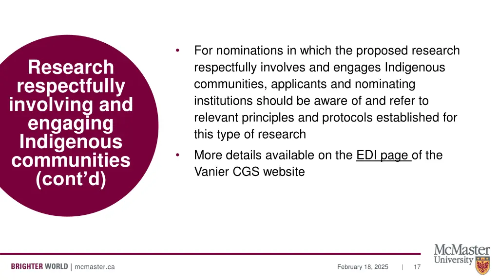 for nominations in which the proposed research