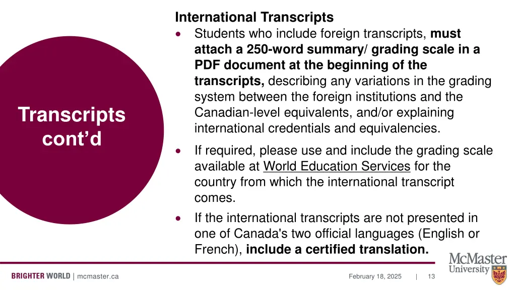 international transcripts students who include