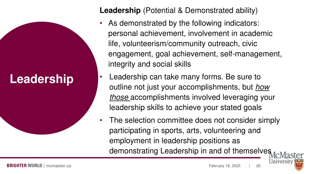 leadership potential demonstrated ability