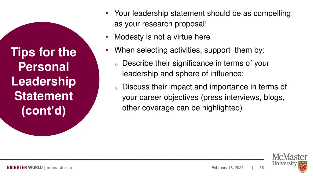 your leadership statement should be as compelling