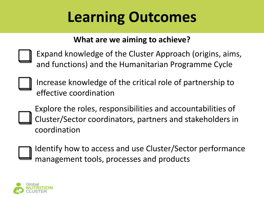 learning outcomes