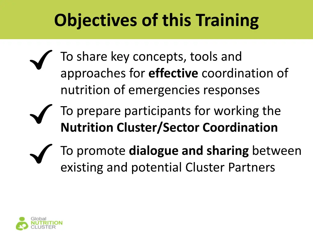 objectives of this training
