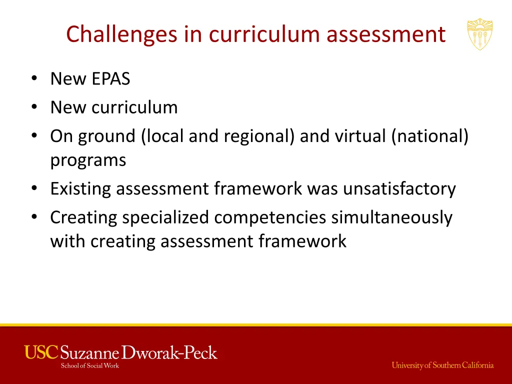 challenges in curriculum assessment