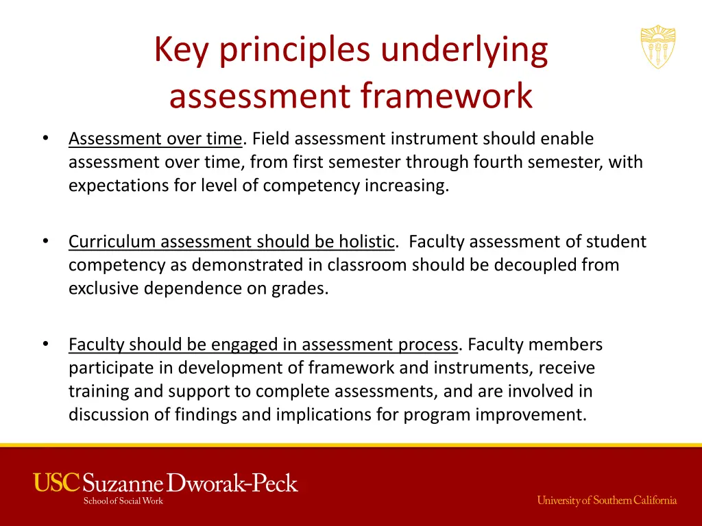 key principles underlying assessment framework