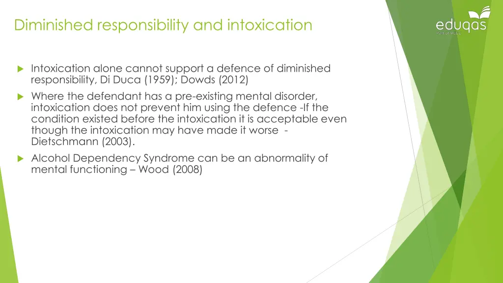 diminished responsibility and intoxication