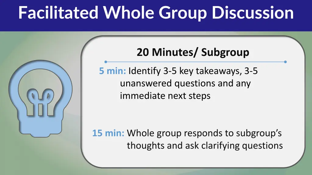 facilitated whole group discussion