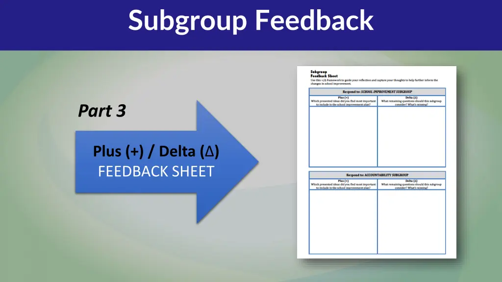 subgroup feedback 1