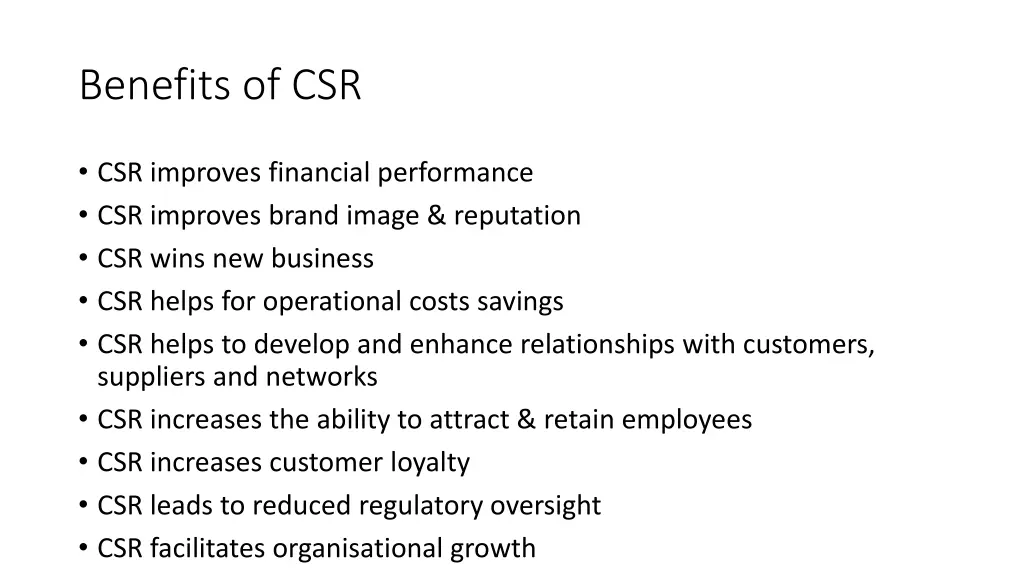 benefits of csr