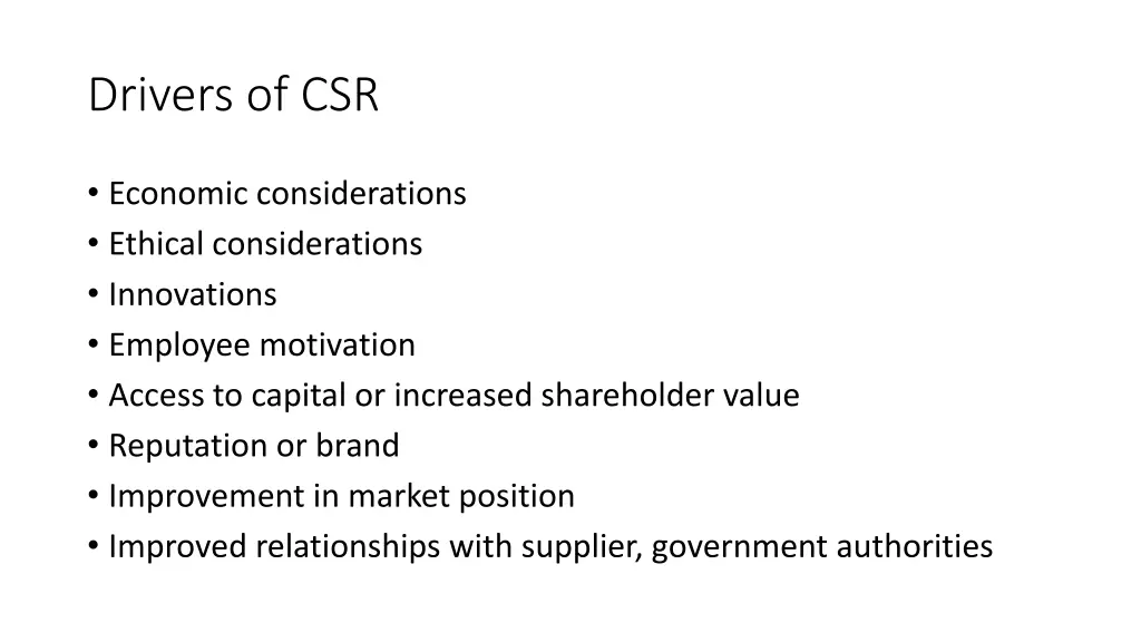 drivers of csr