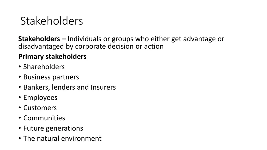 stakeholders