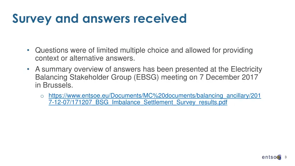 survey and answers received