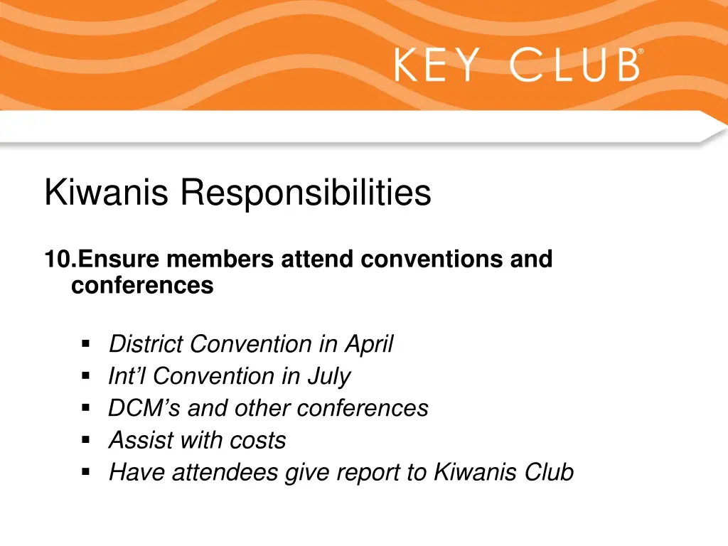 kiwanis responsibilities 10