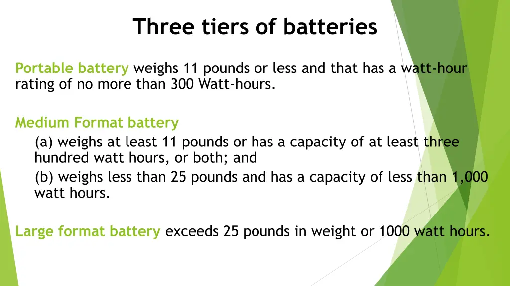 three tiers of batteries