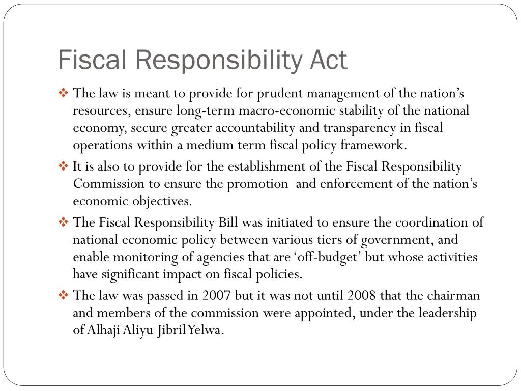 fiscal responsibility act