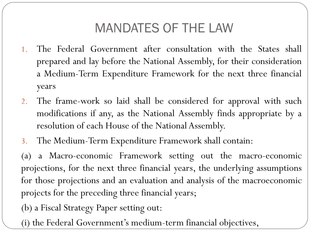 mandates of the law