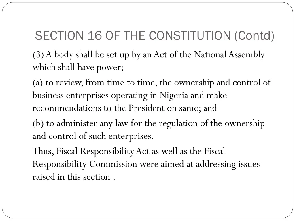 section 16 of the constitution contd