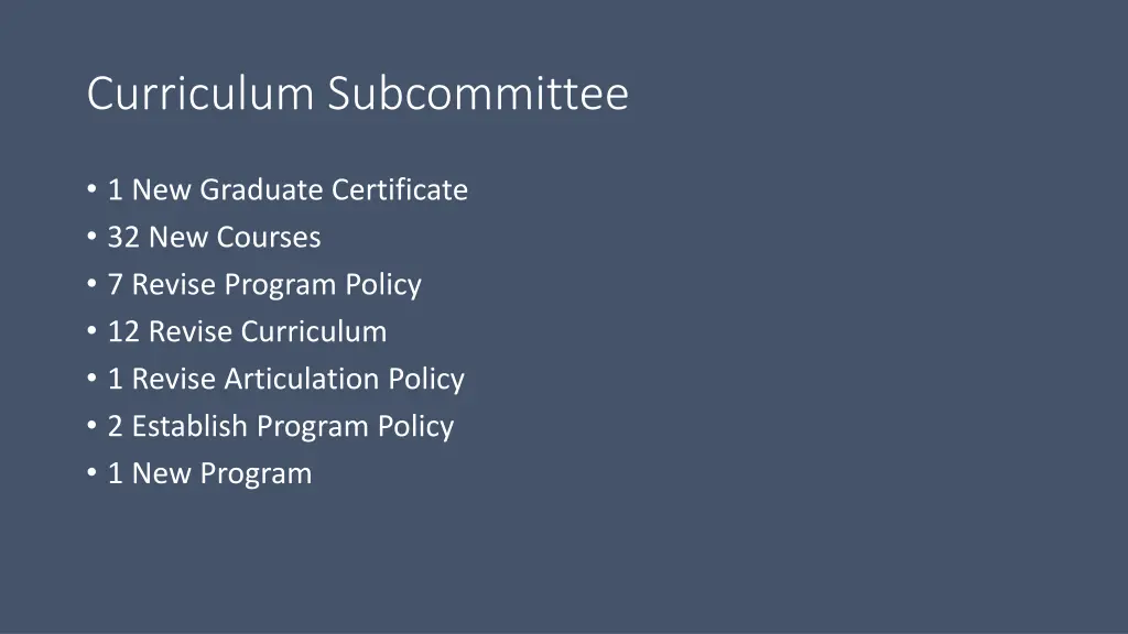 curriculum subcommittee