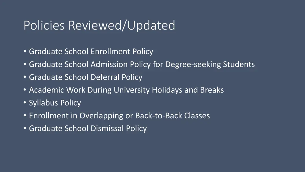 policies reviewed updated