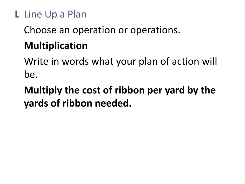 l line up a plan choose an operation
