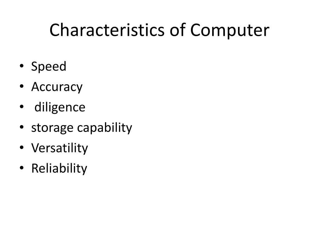 characteristics of computer
