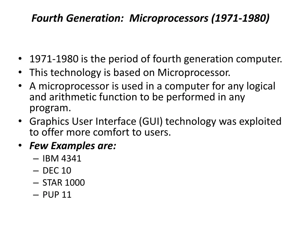 fourth generation microprocessors 1971 1980