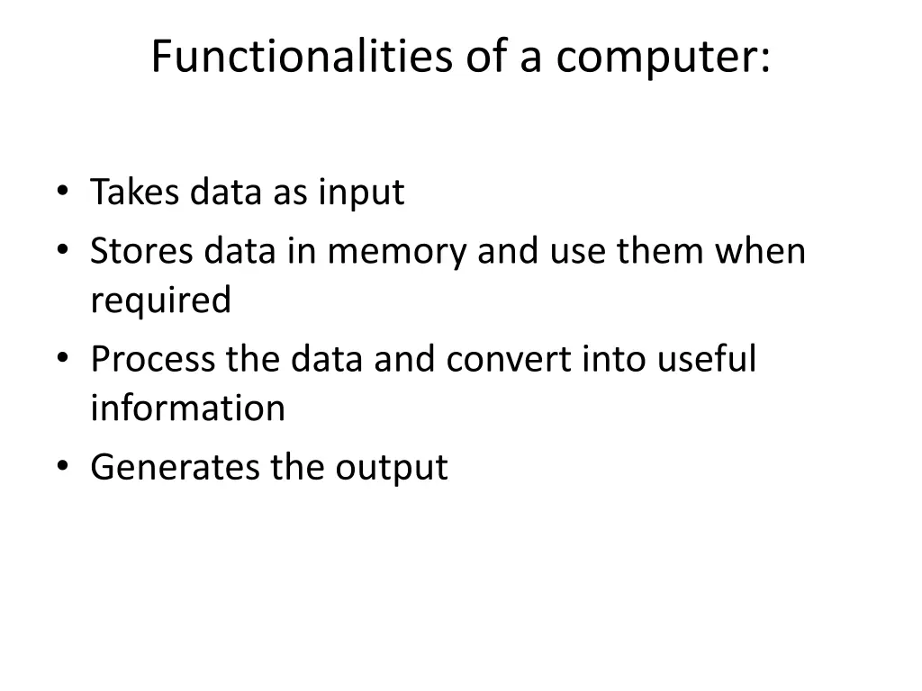 functionalities of a computer