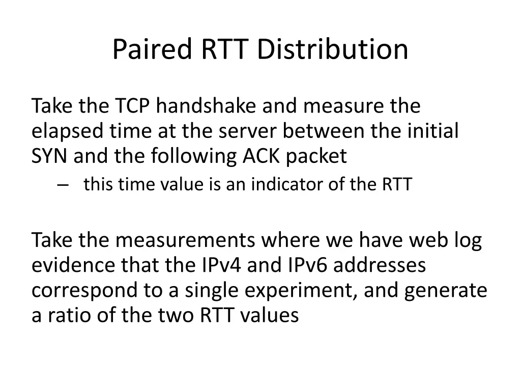 paired rtt distribution