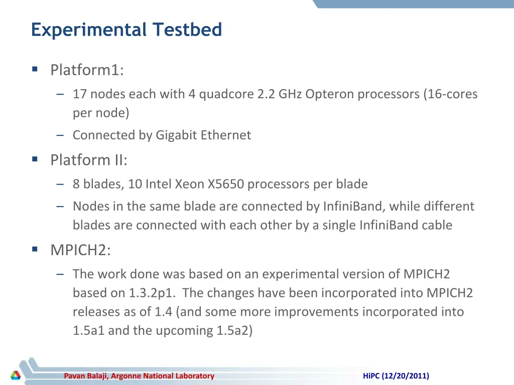 experimental testbed