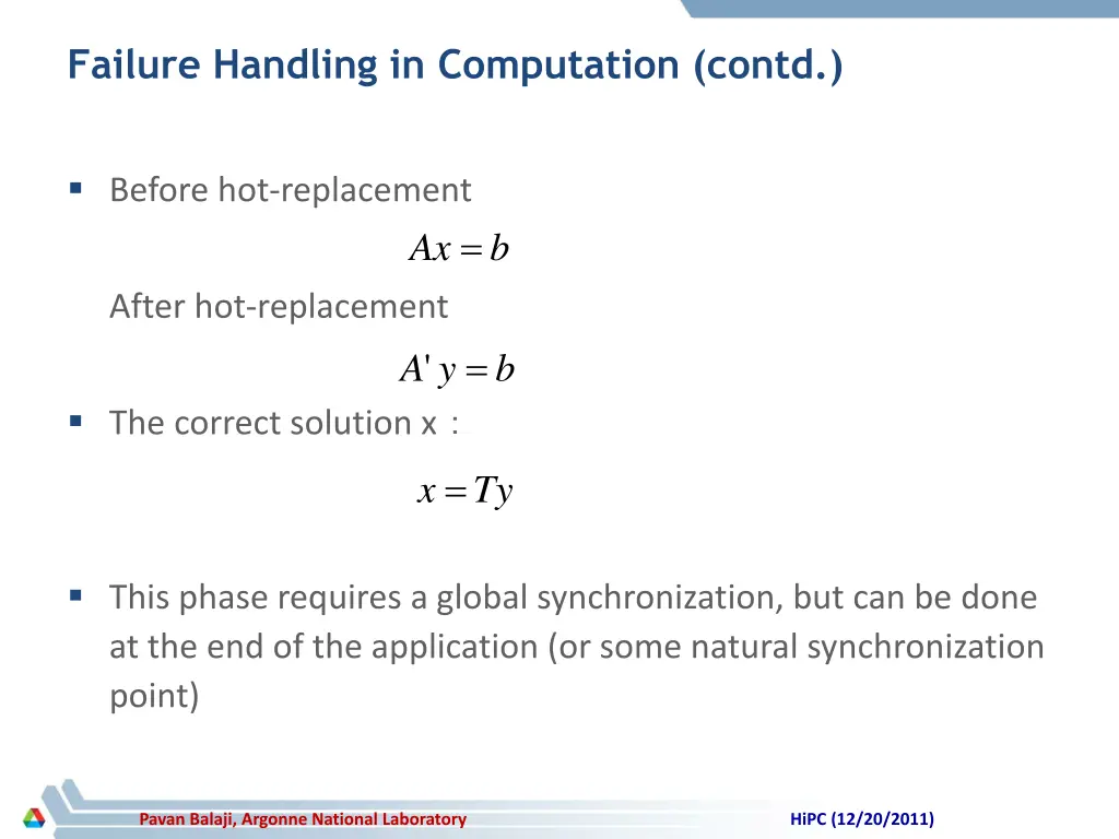 failure handling in computation contd