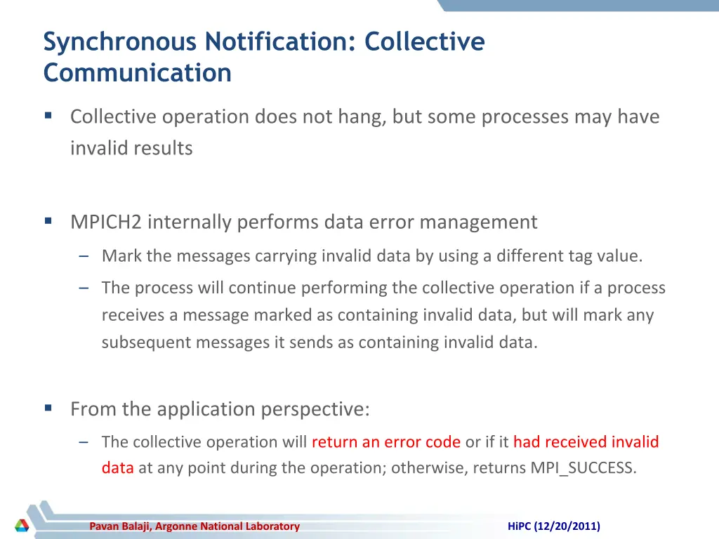 synchronous notification collective communication
