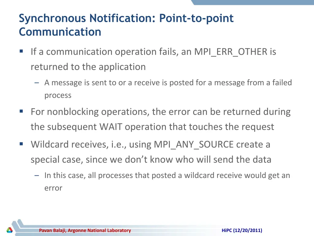 synchronous notification point to point