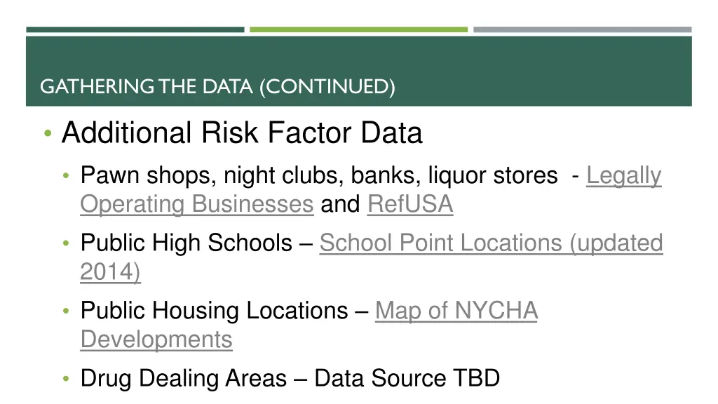 gathering the data continued