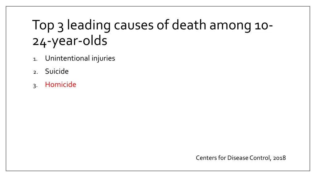 top 3 leading causes of death among 10 24 year