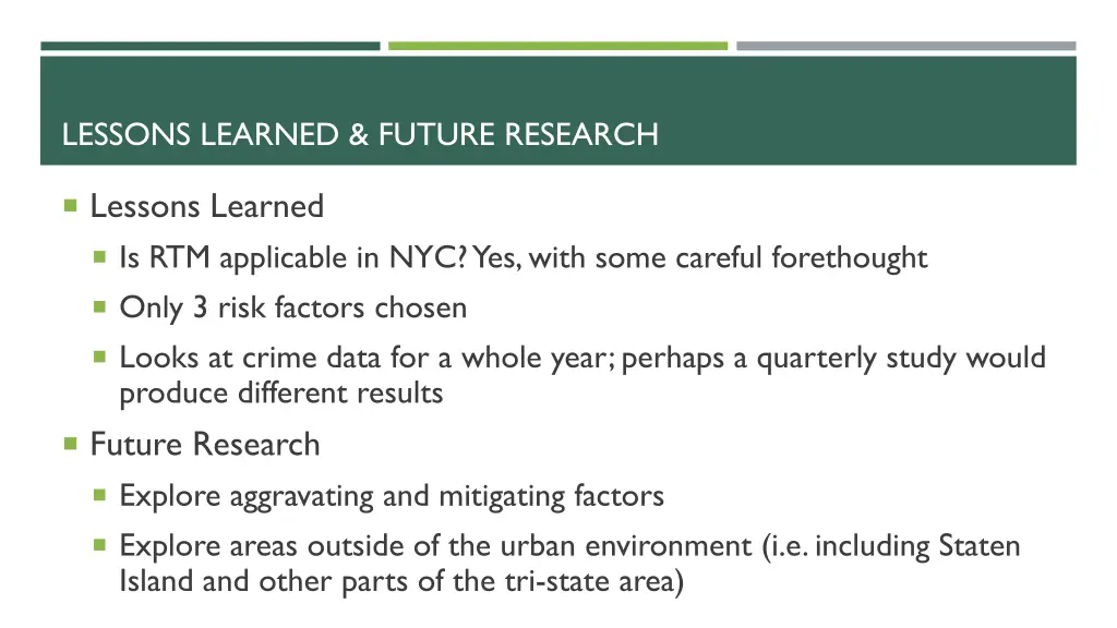 lessons learned future research