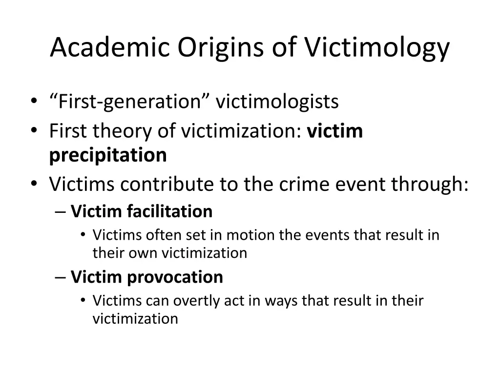 academic origins of victimology