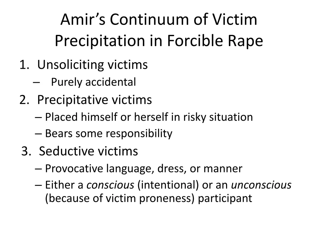 amir s continuum of victim precipitation