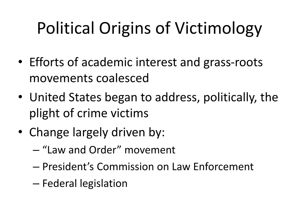 political origins of victimology