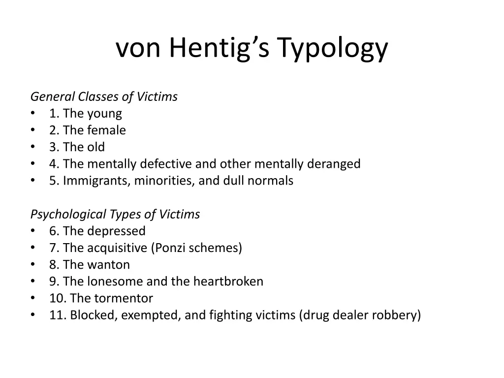 von hentig s typology