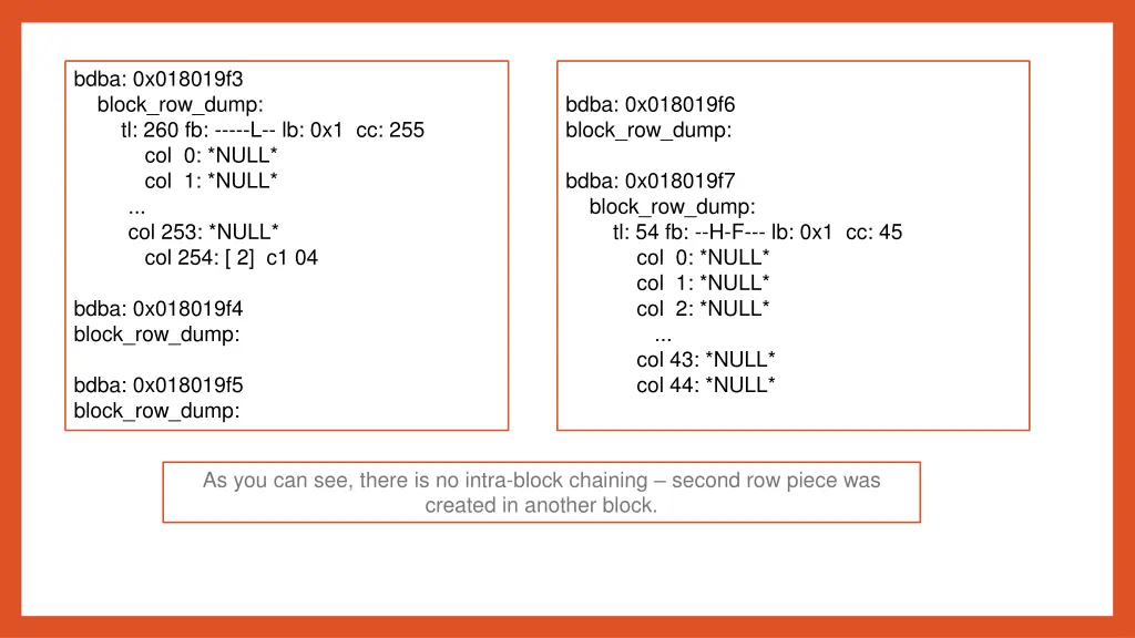 bdba 0x018019f3 block row dump