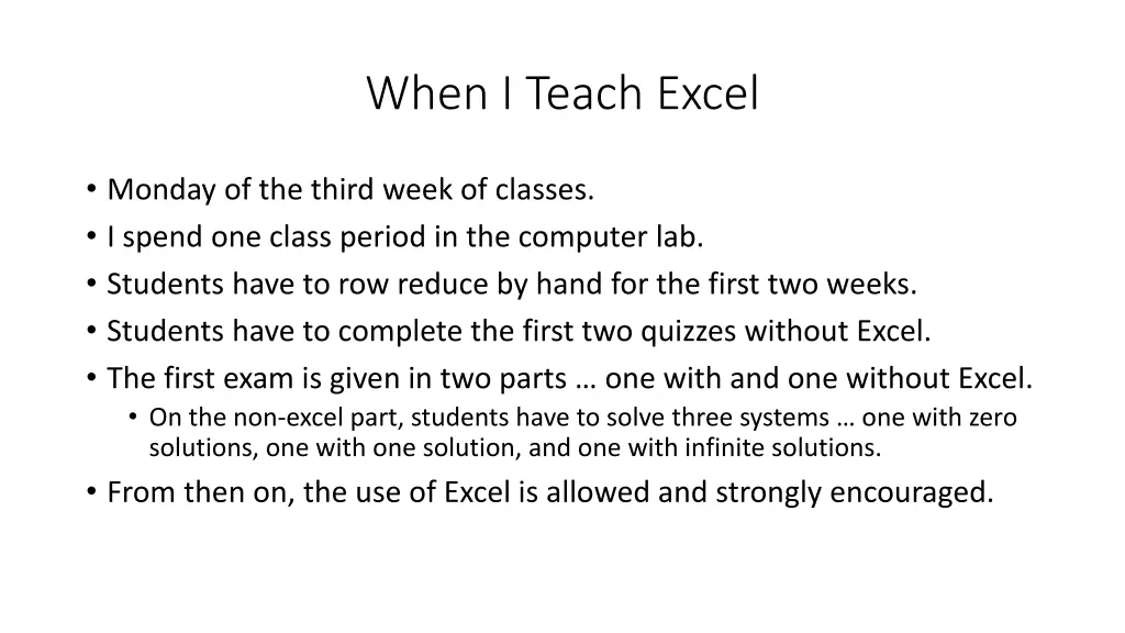 when i teach excel
