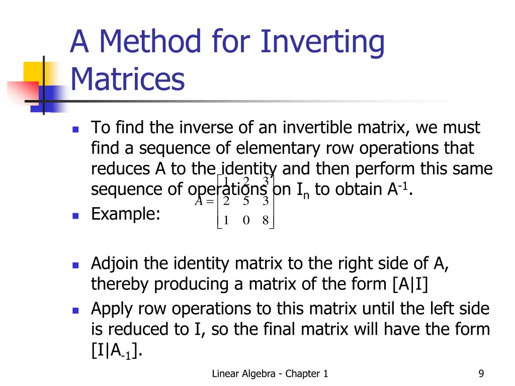 a method for inverting matrices