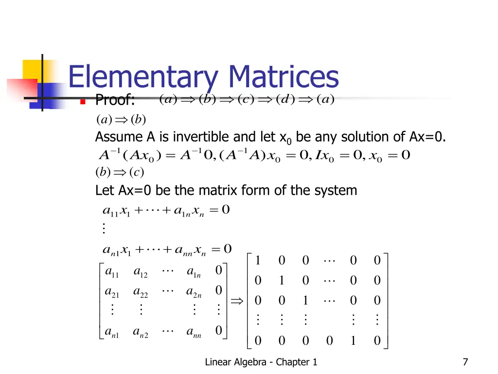 elementary matrices proof a b a