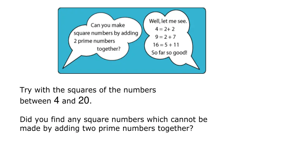 try with the squares of the numbers between