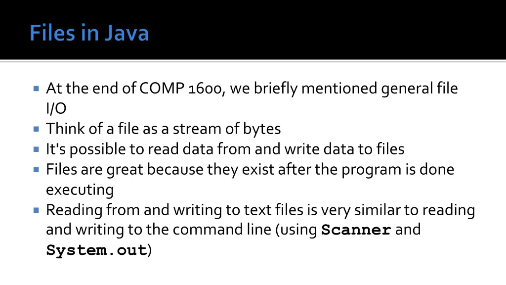 at the end of comp 1600 we briefly mentioned