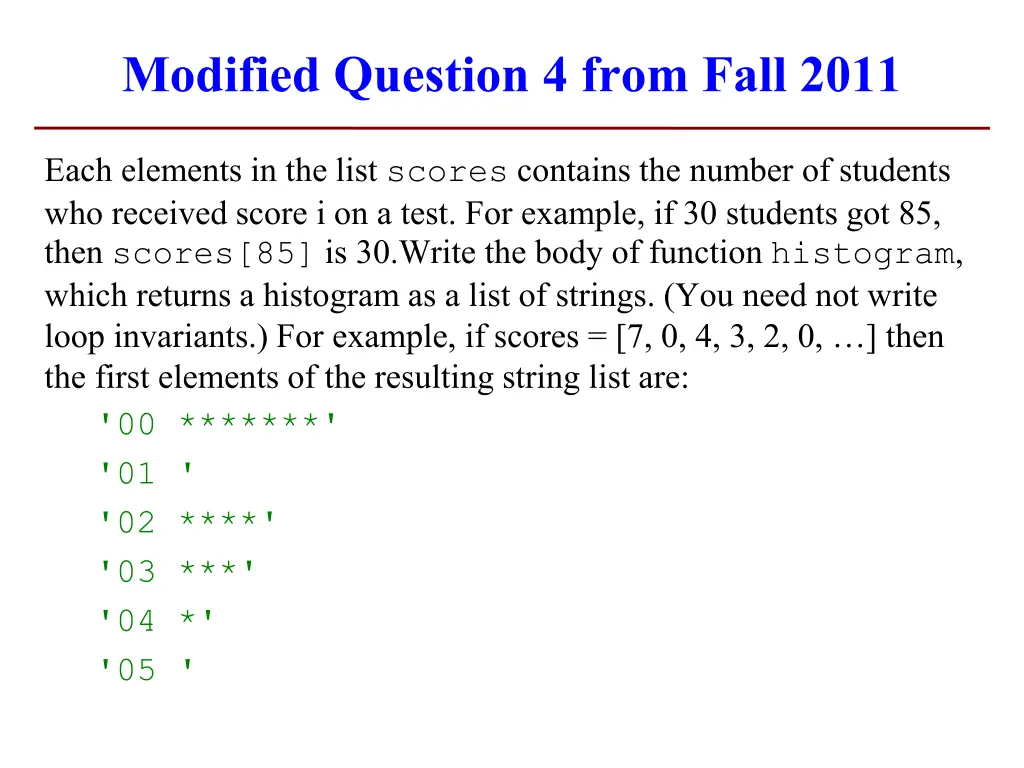 modified question 4 from fall 2011